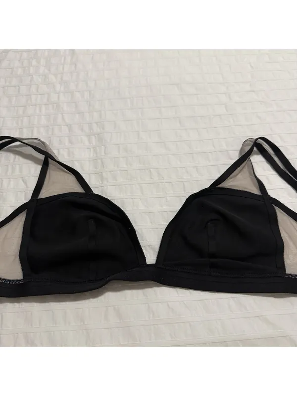 Victoria's Secret Unlined Bralette Sz M Medium Black With Nude Mesh - Image 7