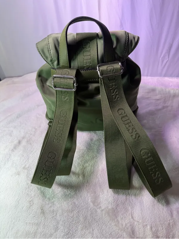 GUESS Olive Green Backpack with Gold-Tone Buckle - Image 6