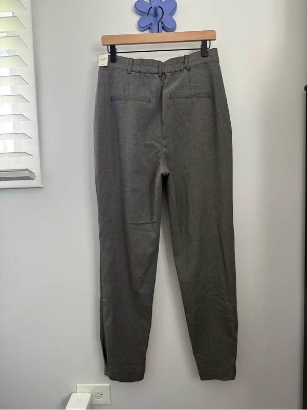 Abercrombie & Fitch Medium Long NEW Grey Slim Straight High Rise Trousers Office - Image 2