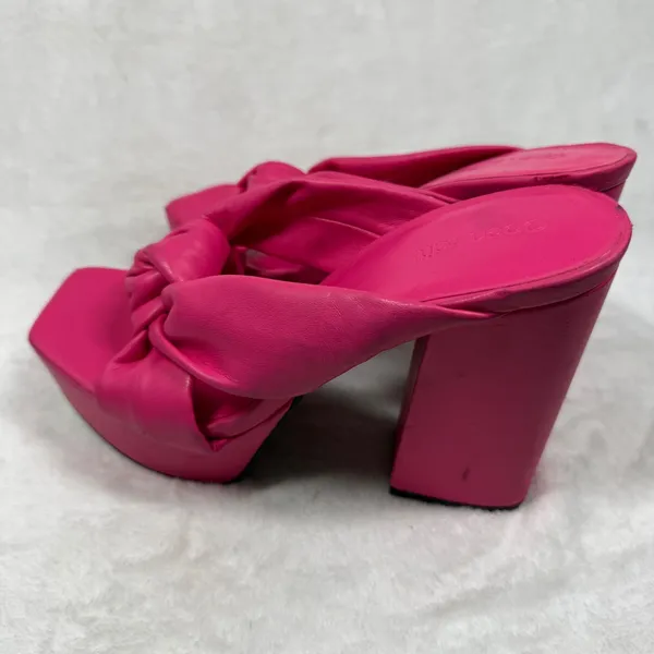 Open Edit Pink Knot Platform Mules Square Toe Block Heel‎ Sandals Womens 7 - Image 10