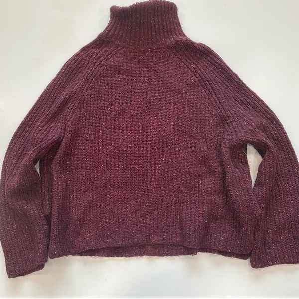 BP‎ | Turtleneck Chunky Cozy Knit Sweater Burgundy - Image 2