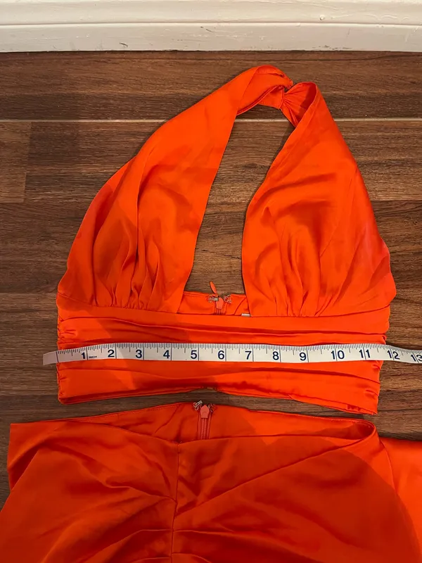 Oh Polly Bright Orange Satin Skirt with a Top - Image 7