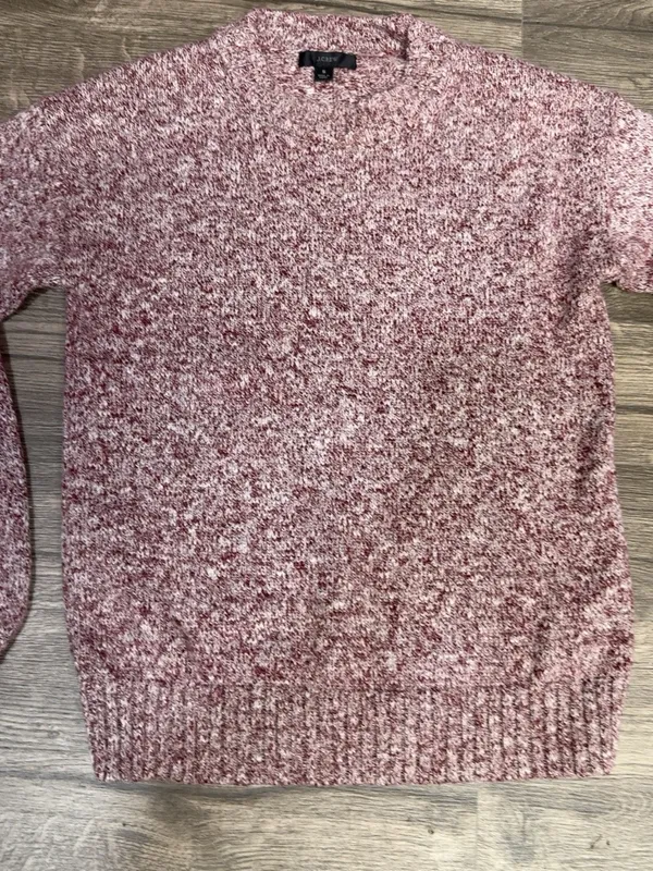 J.Crew Re-Imagined Marled Knit Balloon Sleeve Sweater Burgundy Pink S - Image 8