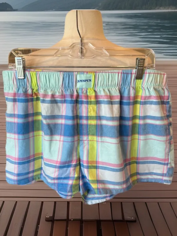 Adorable Plaid Cotton Pastel Pajama Shorts Women’s Large - Image 3
