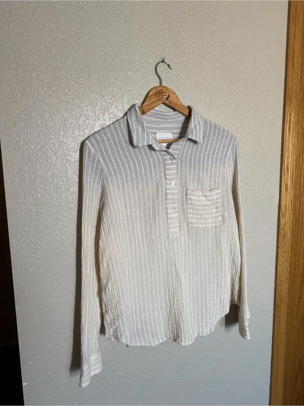 Alice Walk Striped Cotton Gauze Blouse Medium Ombré - Image 3