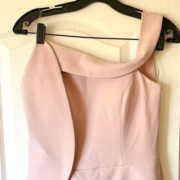 Alexander By Daymor One-Shoulder Maxi Gown Formal Wedding‎ Blush Size 6 NWT - Image 4