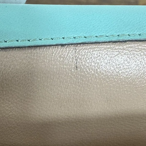 Chloé Elsie Shoulder Bag Small Turquoise Leather Chain Strap Rhinestone Gold - Image 6