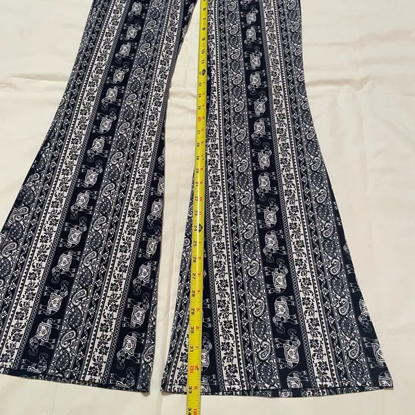 Daily Special Navy and White Patterned Women's Flare Pants, soft. - Image 3