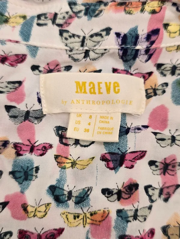 Anthropologie Maeve long-sleeve button-down Butterfly Print blouse US4 - Image 6