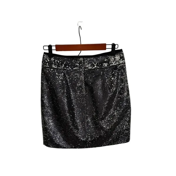 J. Crew Black Sequin Cocktail Mini Skirt Party Festive Event Size 2 - Image 2