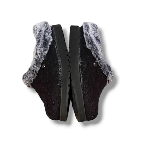 Skechers‎ BOBS Keepsakes Slippers Womens 7 Black Cable Knit Faux Fur Memory Foam - Image 4