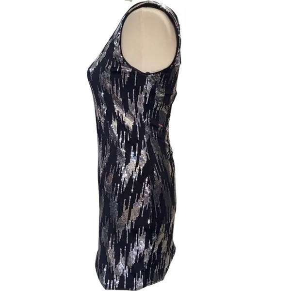 Charlotte Russe Womens Dress Sz S One Shoulder Black and Silver‎ Sequin Mini - Image 7