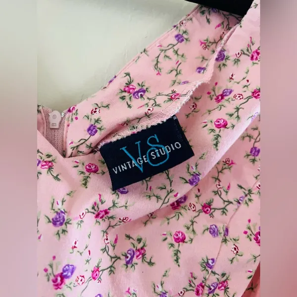 Vintage Studio Floral Pink Dress sz S - Image 4