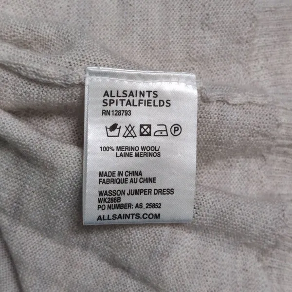 Allsaints Spitalfields Beige Asymmetrical Hem Merino Wool Sweater Dress 4 - Image 10