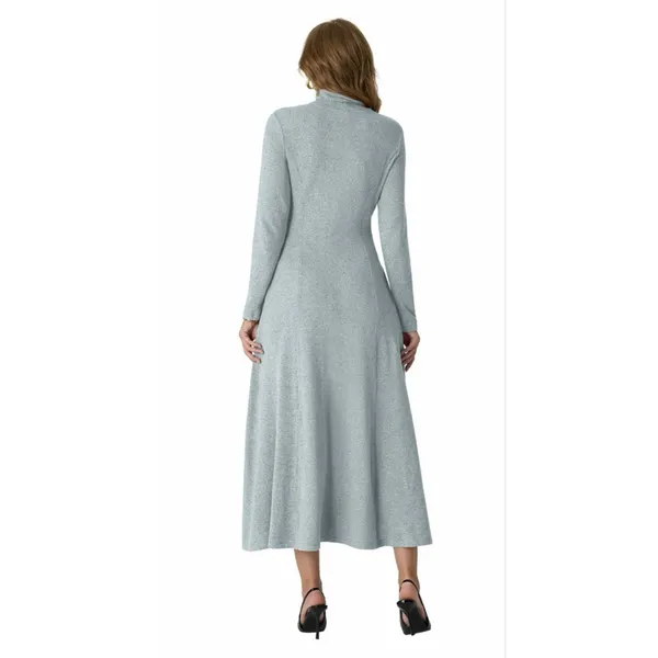 NEW Super Soft Knit Long Sleeve Mock Neck Pullover Maxi Dress M - Image 2