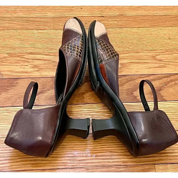 Medici Patchwork Leather Mary Jane Heels Ostrich Snakeskin Leopard Print Size 7 - Image 5