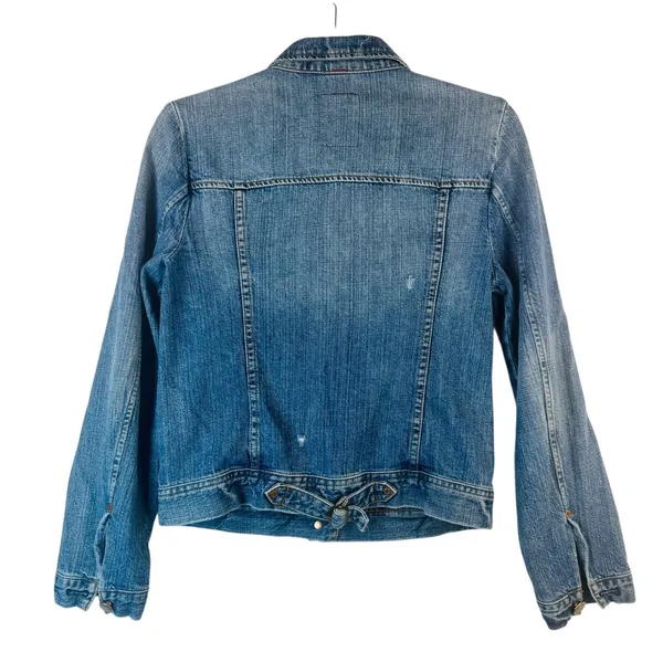 J.Crew Classic‎ Denim Trucker Jacket ATQ Sanded Blue XS Moto Grunge Rock Capsule - Image 2
