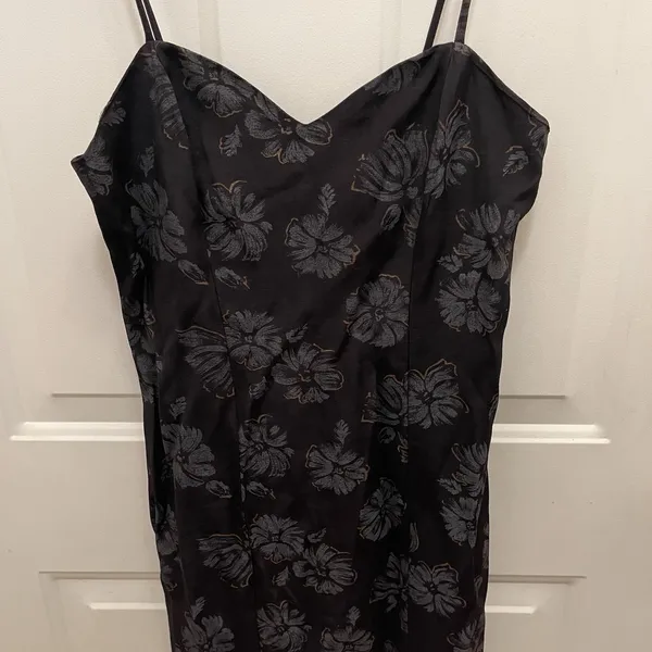 Vtg Chauncey St Slip Mini Dress Women's 7/8 Y2K 90s‎ Black Floral USA Dark - Image 3