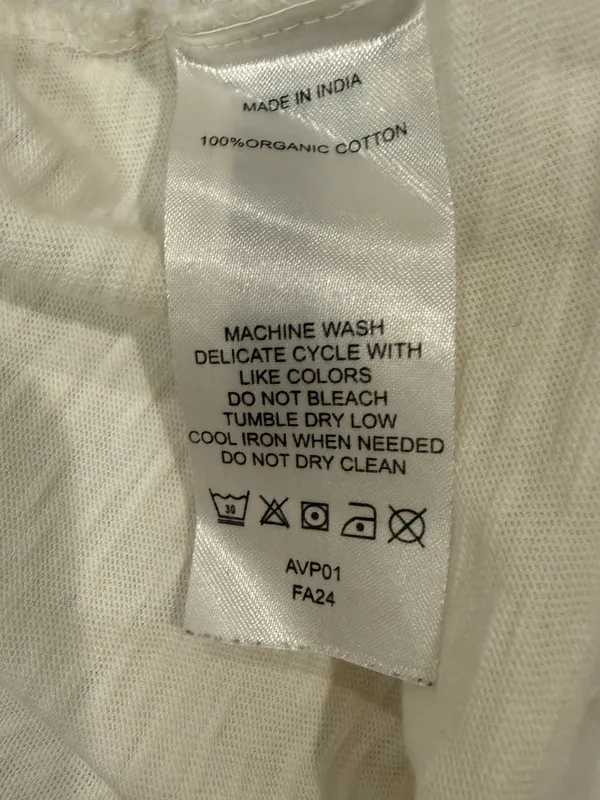 Quince White Organic Cotton Slub Crew Neck Tee Shirt Medium - Image 4