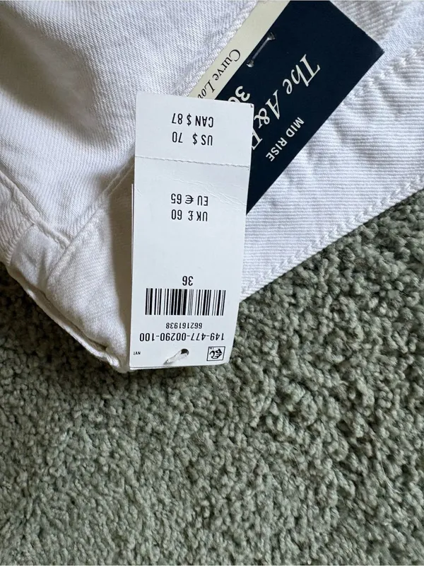 Abercrombie & Fitch The A&F Jort Curve Love Mid Rise Shorts NWT Size 36 White - Image 9