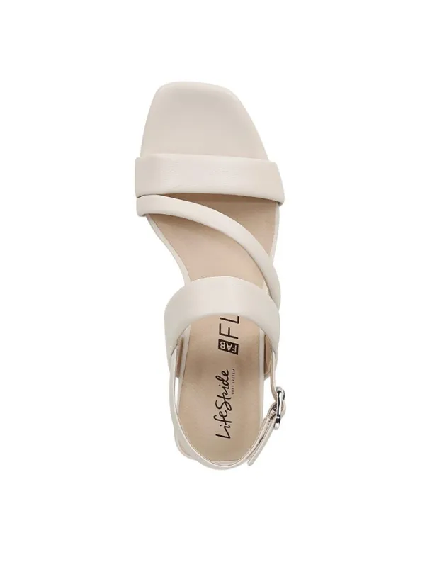 NWT Lifestride Slingback Strappy Dress Sandals Block Heel Bone Off White 8.5M - Image 5