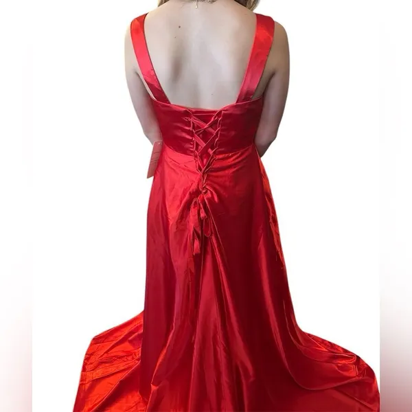 Wear Your Love Satin Slit Dress Red 4 NWT - Image 4