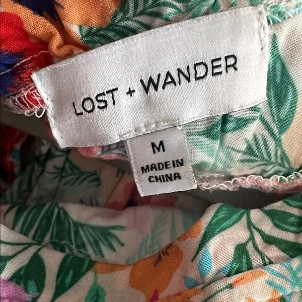 Lost + Wander Womens Mini Dress Floral Smocked Ruffle Cowl Neck Multi Size M - Image 3
