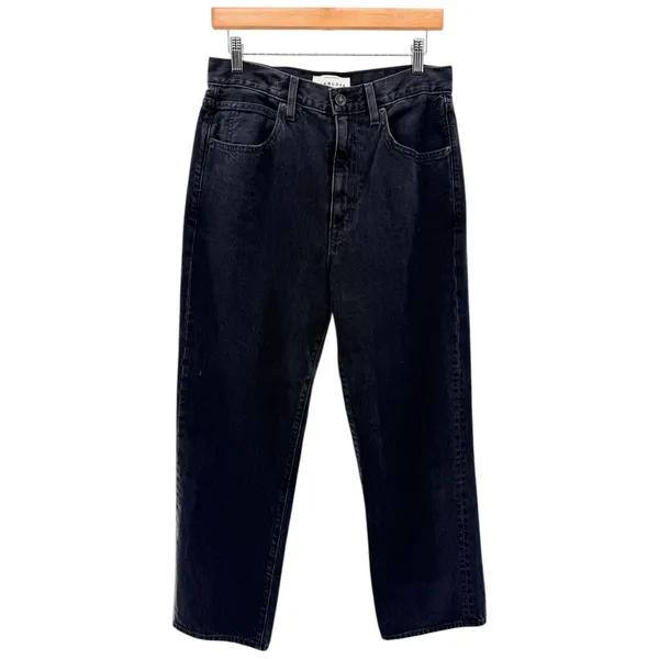 SLVRLAKE London Crop High Rise Straight‎ Leg Jeans Faded Black Size 29 USA - Image 2