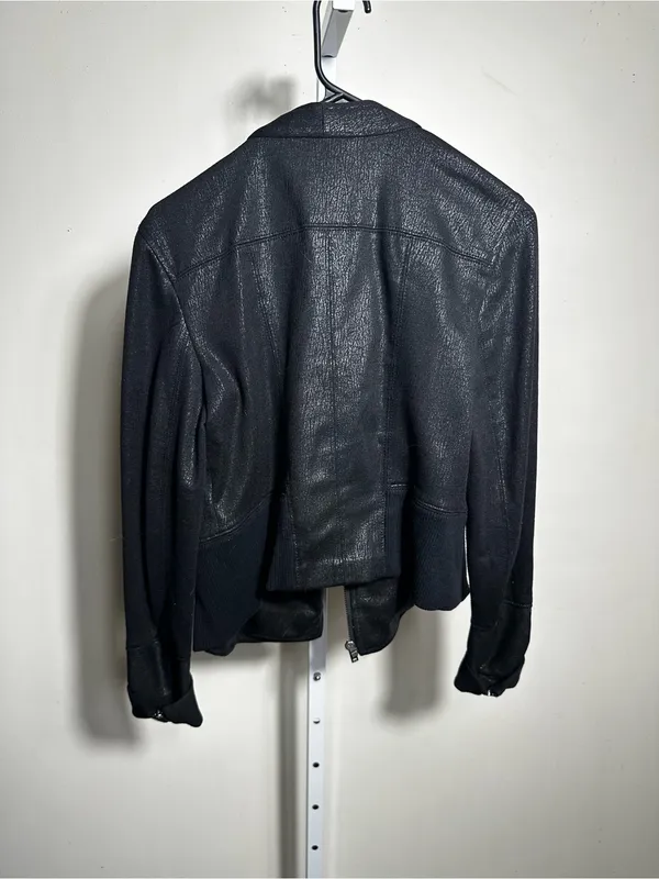 P261. Express Black Women’s Moto-Style Jacket with Asymmetrical Zip small - Image 5