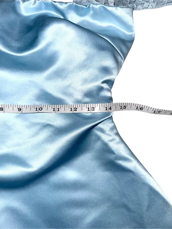 Babyboo Sadie Baby Blue Lace Sleeve Satin Mini Dress MEDIUM - Image 8