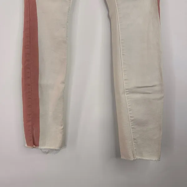 Mother Denim The Looker Ankle Fray So Far Gone White & Pink Jeans Size 25 - Image 4