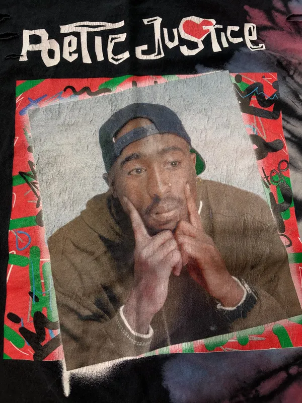 Chemistry Tupac Poetic Justice Distressed Tie Dye Graphic T-Shirt Size L - Image 2