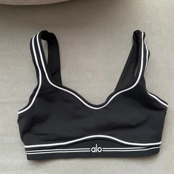 Alo Yoga Airbrush Heart Throb Bra Black/White S - Image 2