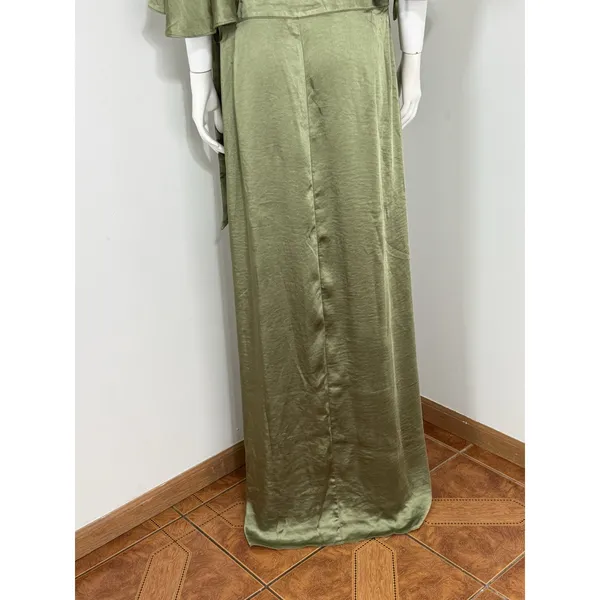 Six Stories Sage Green Satin Wrap Maxi Dress Women UK 22 Flutter Sleeve NWT $199 - Image 9