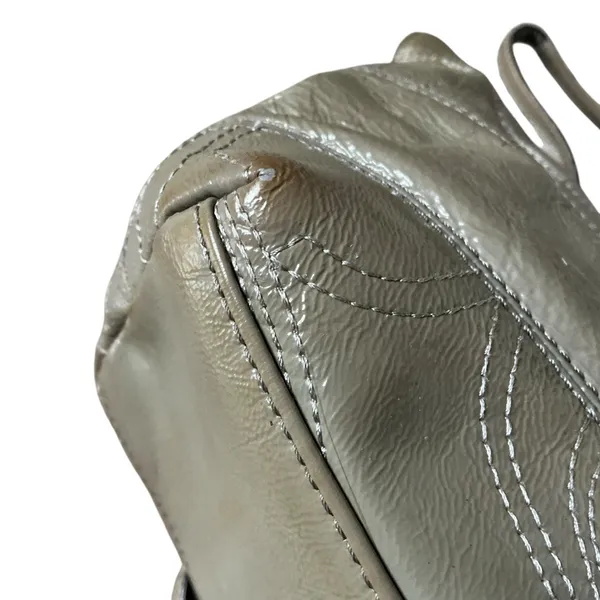 Vintage Coach stitch outline C signature olive grey patent leather tote - Image 7