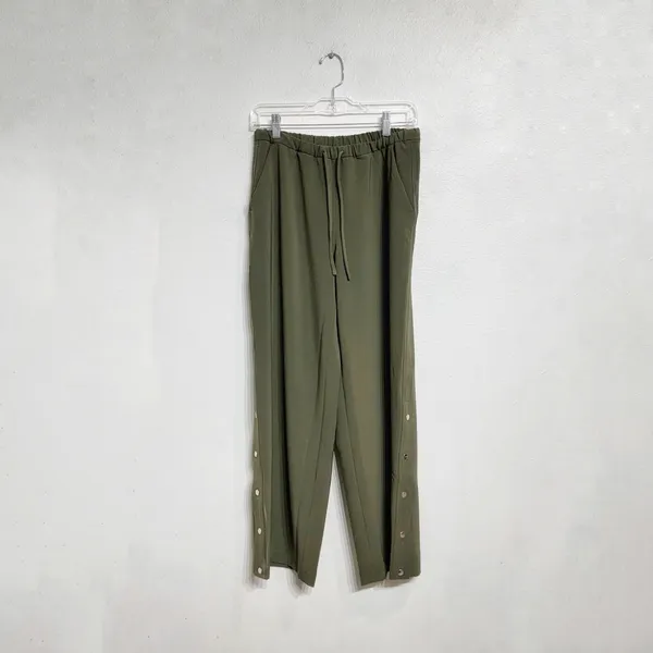 Athleta Olive Green Snap Side Drawstring Pants Sz XS - Image 2