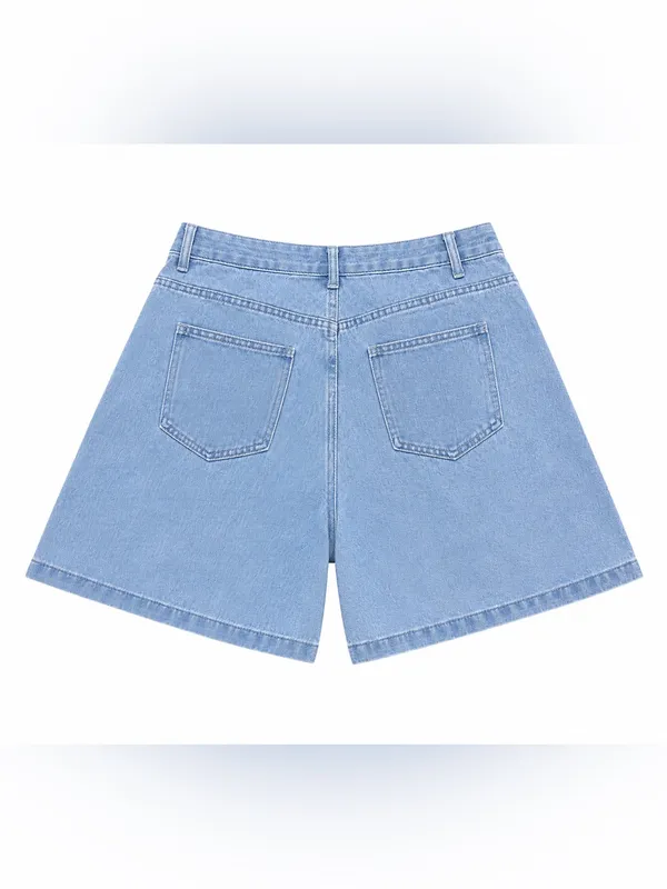 Yesfashion Women’s High-Waisted Wide Leg High rise Jorts Light Wash Size Large - Image 3