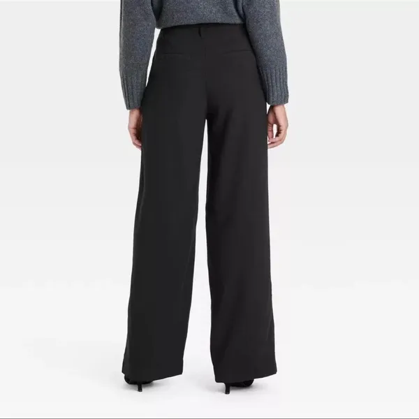 Women's High-Rise Wide Leg Pleated Front Trousers - A New Day - Size 2R - Image 2