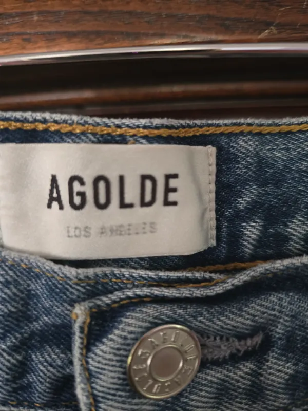 O Agolde Light Blue Distressed Denim Cutoff Shorts Size 28 - Image 2
