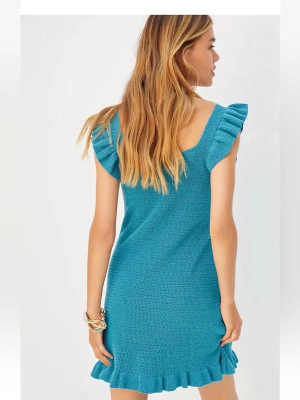 NWT Anthropologie Ruffled Pointelle Mini Dress s romantic - Image 5
