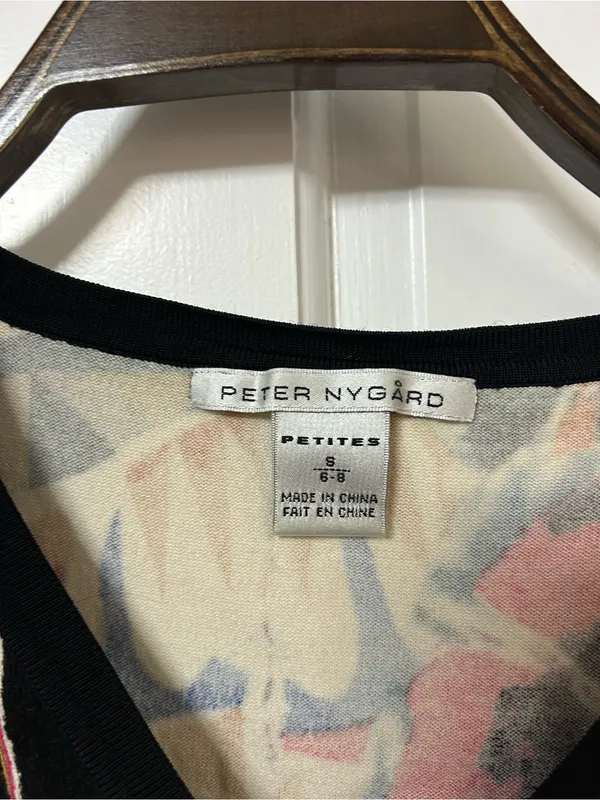 Peter Nygard Colorblock Floral & Geometric Short Sleeve Cardigan - Image 3