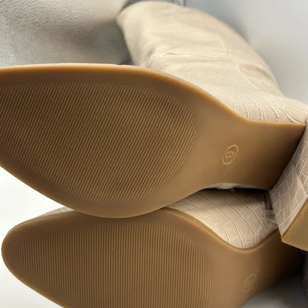 a new day Croc-Embossed Beige Over the Knee Boots - Image 5