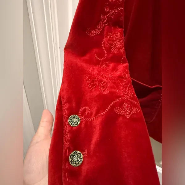 Women's red velvet blazer size M - Image 5