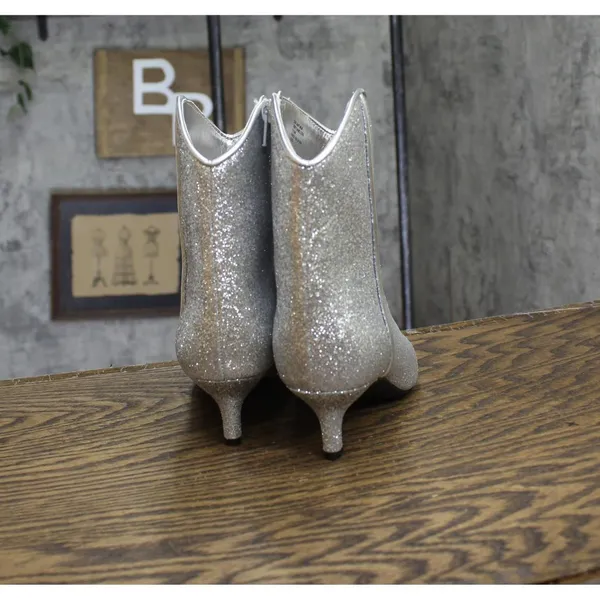 On 34th Women Glitter Aatira Tulip Booties 10019682200 Silver Glitter 5.5M - Image 4