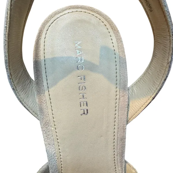 Marc Fisher Shoes Womens Size 11M‎ Beige Suede Studded Wedge Sandals Espadrille - Image 3