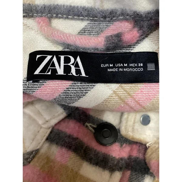 Zara Women's Multicolor Plaid Fleece Long Sleeve Button Down Shirt Jacket Sz M - Image 3