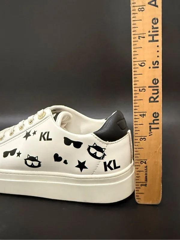 KARL LAGERFELD Cate Choupette Print Black White Women’s Sneakers Size 7M US 37.5 - Image 8