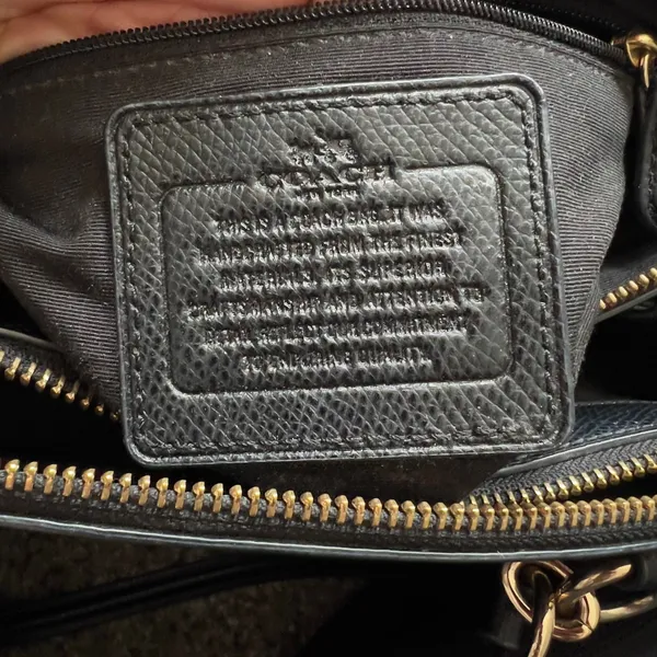 Coach Large Christie Carryall Black Crossgrain Leather Satchel Shoulder Bag Gold - Image 9