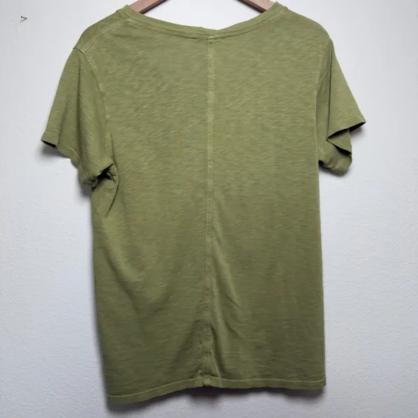 American Giant Women Cotton T-Shirt Large Green V-Neck Short‎ Sleeve - Image 8