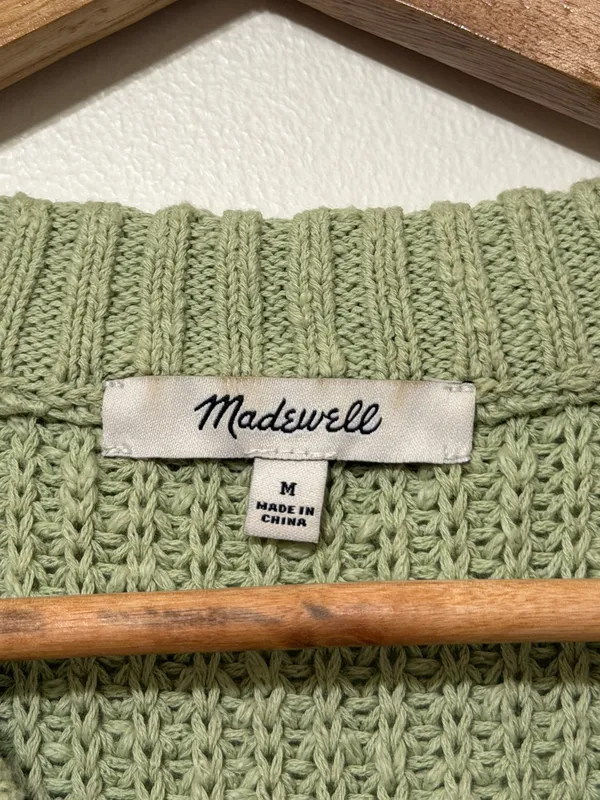 Madewell Shaker Sweater Tank Size Medium Top Green Cotton Fall Winter Knit - Image 4